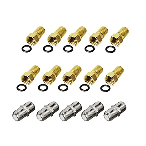 Premium X 10x F-Stecker 5x F-Verbinder Set 7,5 mm mit Gummidichtring für Koxial Antennenkabel Sat