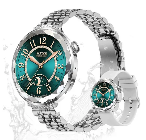 Valdus Elegant Damen's Telefonfunktion 180mAh Prämie Smartwatch (1,19 Zoll, Android/iOS), Elegantes Handgelenkgerät mit Fitness-Tracking & Premium Funktionen