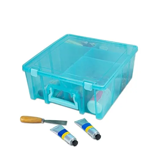 ArtBin 6990AA Super Satchel Double Deep Portable Art & Craft Organizer mit Griff, [1] Kunststoff-Aufbewahrungsbox, Aqua Mist, Polypropylen