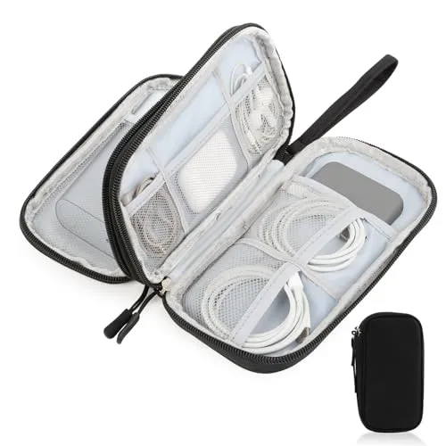 NVIYAM Elektronische Kabeltasche, Reise Zubehör Organizer, Festplatten Tasche, Tragbarer Kabelorganizer für Handyladekabel, Powerbank, USB Sticks (Schwarz)