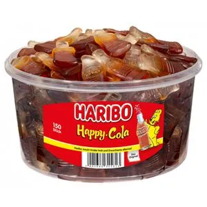 Haribo Fruchtgummis Happy Cola, 1200g, 150 Stück, in Dose von HARIBO