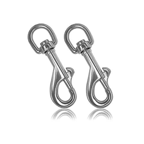Ganzoo Karabiner-Haken mit Drehgelenk L: 65mm, Bolzen-Karabiner für Hunde-Leine, 2 Stück, Stahl-Karabiner, für Paracord 550 Hundehalsband, Schnapp-Karabiner Drehkopf, Zinklegierung, Farbe Silber