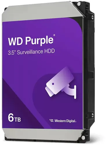 WD Purple 6TB HDD - Optimale Videoüberwachung, unterstützt bis zu 64 HD-Kameras mit AllFrame-Technologie und hoher Zuverlässigkeit