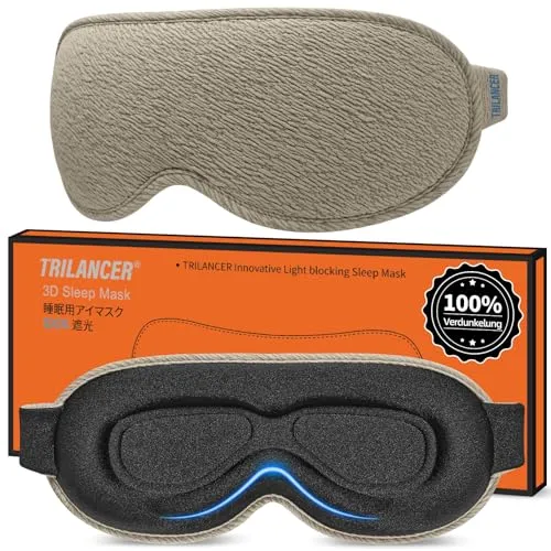 Augenmaske Schlafmaske Seitenschläfer,3D Schlafbrille Augenklappe für Herren Frauen bequem99.99%Licht Blockierende Augenbinde zum Schlafen für Nickerchen,Meditation,Reisen,Flugzeug,Schlafzimmer(Braun）