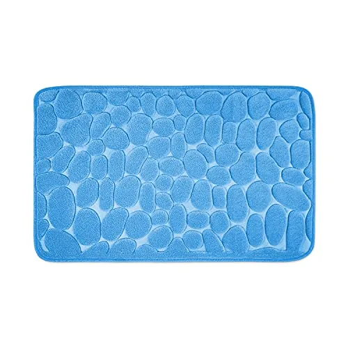 WohnDirect Badezimmerteppich mit Memory Foam - Rutschfester Badteppich - Badematte waschbar & schnelltrocknend auch ideal als Duschvorleger - Badvorleger 60 x 100 cm - Blau