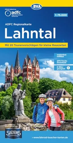 Produktbild ADFC-Regionalkarte Lahntal, 1:75.000, mit Tagestourenvorschlägen, reiß- und wetterfest, E-Bike-geeignet, mit Knotenpunkten, GPS-Tracks Download (BVA ADFC Regionalkarte)