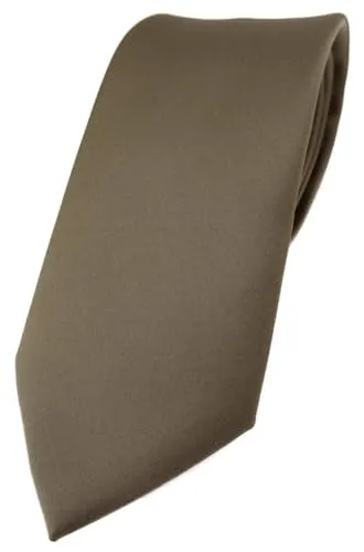 TigerTie Herren Krawatte – Klassische 7,5 cm Krawatte in graubraun einfarbigem Design, ideal für Geschäftstermine, festliche Anlässe und die Freizeit