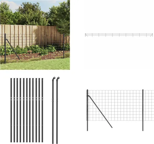 vidaXL Maschendrahtzaun Anthrazit 0,8x25 m Verzinkter Stahl