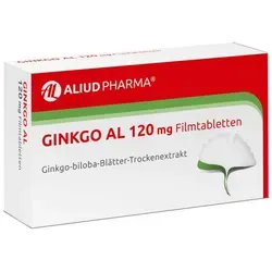 Ginkgo AL 120 mg Filmtabletten - Pflanzliches Produkt zur Unterstützung der kognitiven Funktionen im Alltag. Ideal für Erwachsene, die ihre geistige Leistungsfähigkeit fördern möchten.