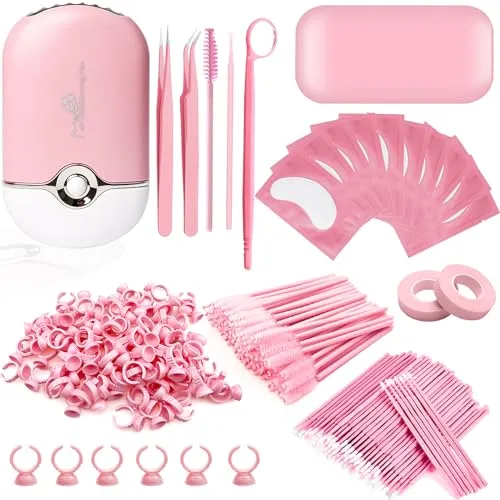 Wimpernverlängerung Set Wimpernverlängerung Zubehör Wimpern Föhn Wimpernbürste Pinzette Wimpernkamm Klebeband Spiegel Augenpads für Wimpernverlängerung Wimpernkleber Benutzt für Wimpern Extensions