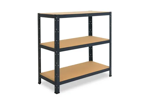 shelfplaza Schwerlastregal HOME, 115x90x30cm anthrazit, 3 Böden - Praktisches Schwerlastregal für Gewerbliche Lagerung, mit 3 robusten HDF-Böden, bis 175 kg Traglast pro Boden. Einfacher Aufbau ohne Schrauben und ideal für Keller, Garage oder Werkstatt.