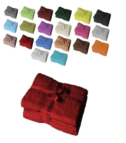 EXKLUSIV HEIMTEXTIL Badetuch 2er Set 100 x 150 cm Rot - Frottiertuch Set aus 100% Baumwolle, saugstark und pflegeleicht, ideal für ein luxuriöses Badeerlebnis. Schadstoffgeprüft nach Ökotex Standard 100.