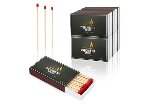 Nordstern Feuerzeug Streichhölzer Lang 10 cm (500-St., 10er Pack á 50 Stück), Zündhölzer zum anzünden von Kerzen oder als Kaminanzünder