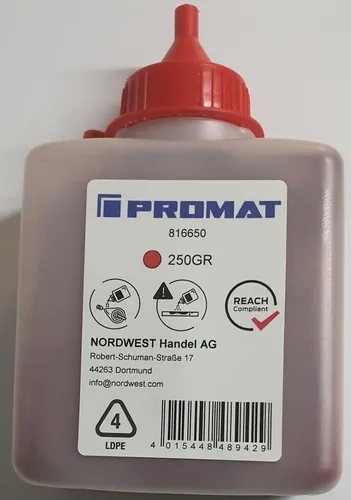 Schlagschnurkreide 250g rot Kunststoffflasche PROMAT für Schlagschnurautomat usw