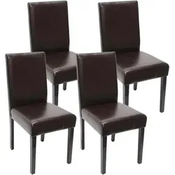 Hhg 4er-Set Esszimmerstuhl Littau – Kunstleder, Braun, Dunkle Beine