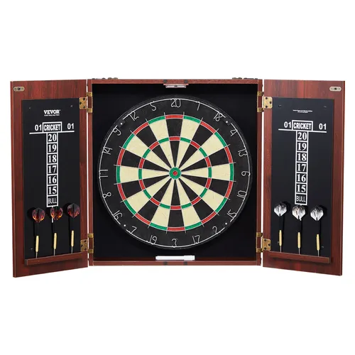 VEVOR Dartschrank Set mit offizieller Dartscheibe - Dartscheiben-Set mit 45 cm Durchmesser, stilvollem Schrank und 6 Dartpfeilen. Ideal für spannende Spielabende und einfach zusammenzubauen.