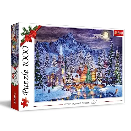 Trefl Puzzle 1000 Teile - Weihnachtsstimmung - Klassisches Puzzle mit 1000 Teilen, das eine festliche Winterlandschaft zeigt. Hochwertiges kalandriertes Papier erleichtert das Zusammenbauen und sorgt für stundenlangen Puzzlespaß in der Weihnachtszeit.