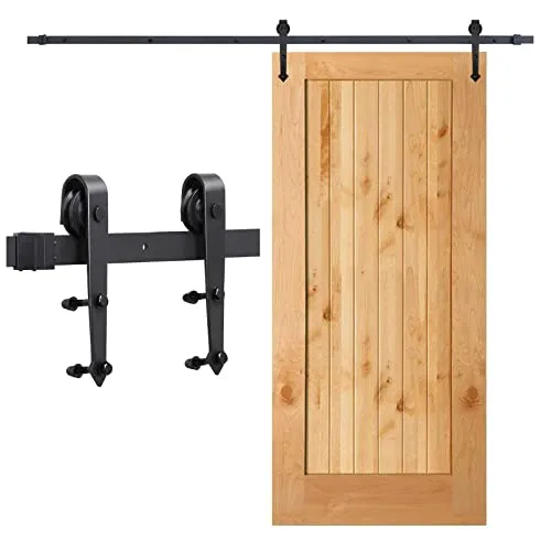Cecaylie 6.6FT (200cm) Schiebetürbeschlag Set, Laufschienen für Schiebetür Hängeschiene Schiebetürsystem Laufschiene für Schiebetüren 40 bis 45 mm Dicke