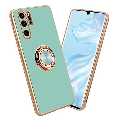 Cadorabo Hülle kompatibel mit Huawei P30 PRO Schutzhülle TPU Silikon Case mit Ring Design mit Kameraschutz Slim Kratzfest Weiche Gummi mit Rundumschutz Case Hülle für Huawei P30 PRO in Türkis