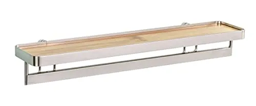 WENKO Gewürzregal mit Reling Premium – Gewürzständer - Eckbäckergestell für moderne Küchen, bietet praktische Reling für Utensilien und hochwertige Aufbewahrung aus gebürstetem Flachstahl und Bambus.