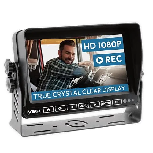 VSG24 – 7“ Quad Excellent HD Transporter Rückfahrmonitor, Heavy Duty, Monitor inkl. Zubehör, e-Zulassung, TFT Display, 12-24 V