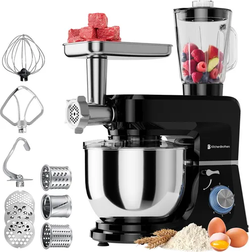 KitchenBrothers 6-in-1 Küchenmaschine 1500W Schwarz