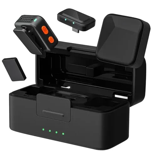 Mxcasoxz Wireless Lavalier Mikrofon mit Ladecase, Mini, Ultraleicht, KI-Rauschunterdrückung, Clip-On Ansteckmikrofon für iPhone, iPad, Android, PC – ideal für YouTube, Vlog, Streaming & Videoaufnahme