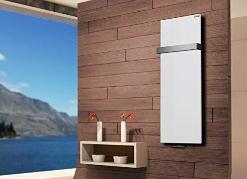 Szagato Badheizkörper Design Mirror Steel 120x47 cm - Hochwertiger Badheizkörper aus pulverbeschichtetem Stahl mit 799 Watt Heizleistung. Made in Germany, glänzende Oberfläche und 5 Jahre Garantie. Inklusive Handtuchhalter für zusätzlichen Komfort.