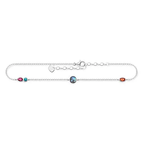 Thomas Sabo Damen Fußkettchen mit Farbigen Steinen - Elegante Fußkette aus 925 Sterling Silber, perfekt kombinierbar mit Thomas Sabo Armbändern. Ideal als individuelles Geschenk für besondere Anlässe.