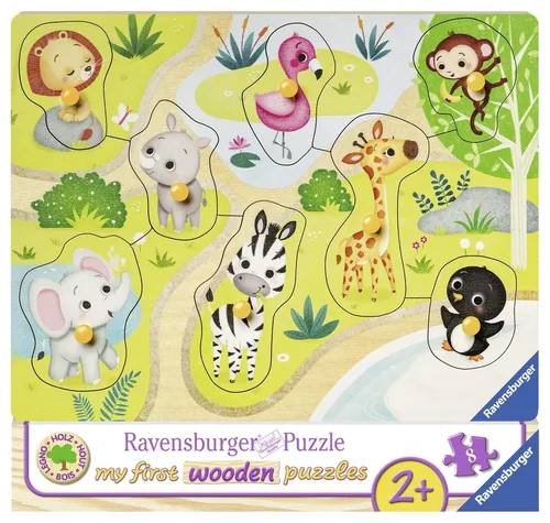 RAVENSBURGER - Holzpuzzle - 8 Teile - Zootiere - 22 x 24 cm - - RAV036875
