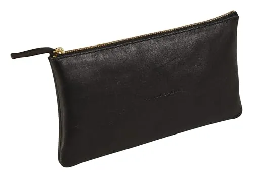 Clairefontaine 102513C Schlampermäppchen (Flying Spirit aus Leder, flach, 22 x 11cm) 1 Stück schwarz