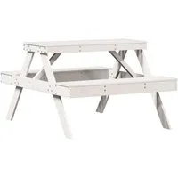 vidaXL Picknicktisch aus massivem Kiefernholz 105x134x75 cm - Gartentisch aus robustem Kiefernholz mit rustikaler Optik, ideal für Garten, Terrasse oder Innenhof. Latten-Design verhindert Wasseransammlungen und sorgt für Langlebigkeit.