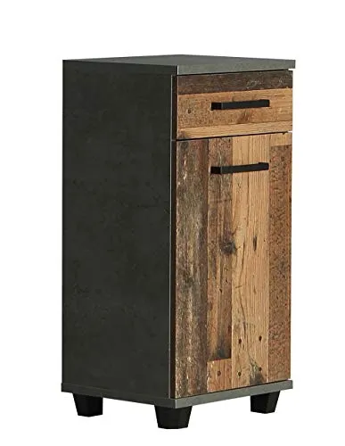 FORTE Veris Kommode mit 1 Tür und 1 Schublade - Kommode in Betonoptik Dunkelgrau, bietet viel Stauraum mit pflegeleichter Oberfläche und einfacher Montage, perfekt für modernes Wohnen.