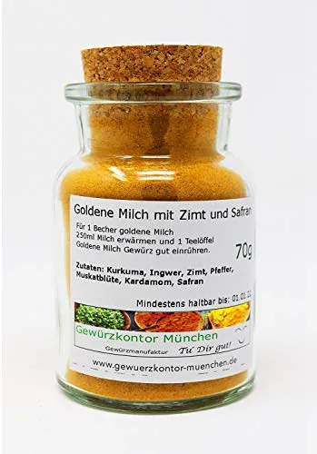 Goldene Milch mit Ceylon Zimt und Safran im Glas 70g Gewürzkontor München