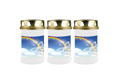 HS Candle Grabkerze mit Motiv Brenndauer 48h (3-tlg), Ø7xH14,5 cm, Grabkerze mit Motiv im 1er, 3er, 6er, 9er Pack