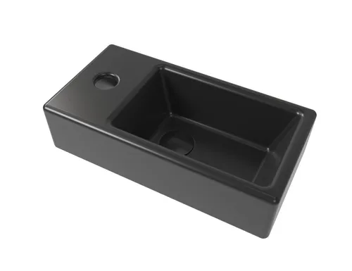 Handwaschbecken klein Hängewaschbecken Gästebad Hahnloch links schwarz 40,5cm