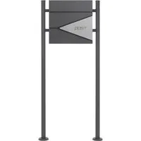 Edelstahl Standbriefkasten mit Ständer und Zeitungsrohr