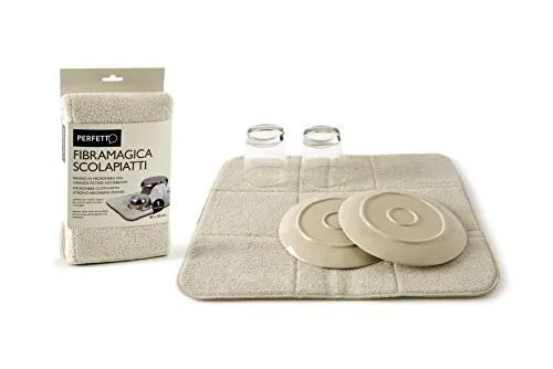 Perfetto Mikrofaser Geschirrabtropfgestell, Super saugfähig, 40 x 50 cm, 1 Stück, Ecru oder Grau