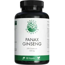 GREEN NATURALS Panax Ginseng Hochdos.vegan Kapseln - Nahrungsergänzungsmittel mit hochdosiertem Panax Ginseng Extrakt für mehr Energie und Vitalität, vegan und ideal für eine gesunde Lebensweise.