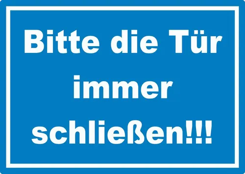 HB-Druck Aufkleber Aufkleber Bitte die Tür immer schließen weiss-blau, wetterfest, UV-beständig, kratzfest