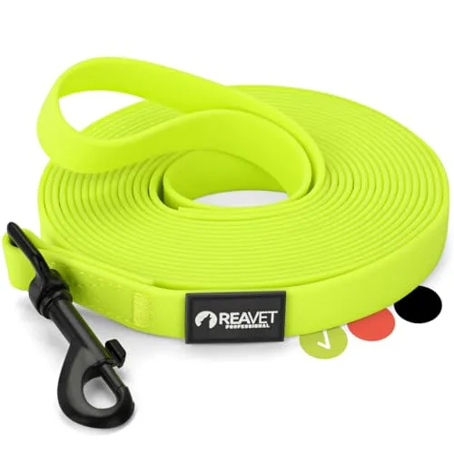REAVET Schleppleine 5m Neon Gelb - Kontrollierter Freilauf für Hunde