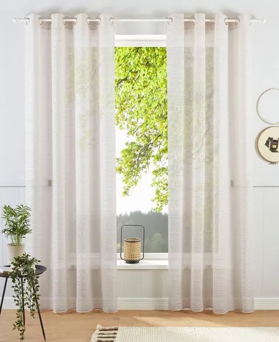 Bruno Banani Gardine Linus, halbtransparent, sand in beige von bruno banani