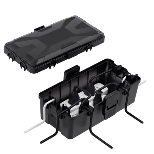 RISEMART extra große kabelbox (26.1 * 12 * 9.4cm), IP54 wasserdicht ，6 Kabeleingänge und -ausgänge Outdoor kabel safe box, Timer-Steckdose, Polypropylen