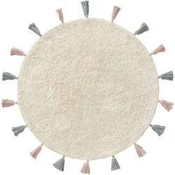 Lytte Waschbarer Kinderteppich Malu Cream ø 80 cm rund - Waschbarer Teppich für Kinderzimmer