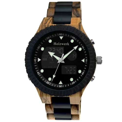 Holzwerk Germany Handgefertigte Designer Holz-Herren-Uhr - Elegante Armbanduhr aus robustem Naturholz, extrem leicht und angenehm zu tragen. Ideal für Allergiker und umweltbewusste Träger. Spritzwassergeschützt mit hochwertigem Japan Uhrwerk.