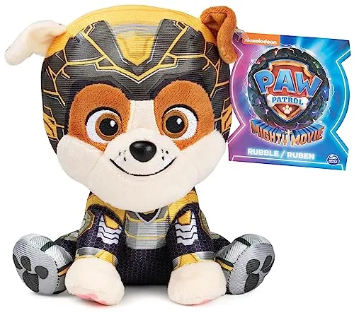 GUND PAW Patrol Der Mighty Kinofilm Rubble, 15 cm - original Plüschtier zum Kinofilm 2023, zum Nachspielen der Lieblingsszenen und treuer Begleiter, Spielzeug für Kinder ab 1 Jahr