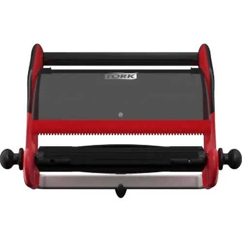 TORK Putzrollenhalter Performance W1 652108 - Wandmontierbarer Putzrollenhalter in schwarz/rot, für hygienische Reinigungstücher und platzsparende Nutzung