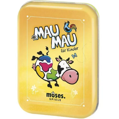 Moses Kartenspiel 90321, Mau-Mau für Kinder, Metalldose, 2-5 Spieler - Weltbekanntes Mau-Mau Kartenspiel im bunten Tier-Design. Ideal für Kinder ab 5 Jahren, fördert das Spielvergnügen für die ganze Familie. Kompakt in einer Metalldose – perfekt für unterwegs!