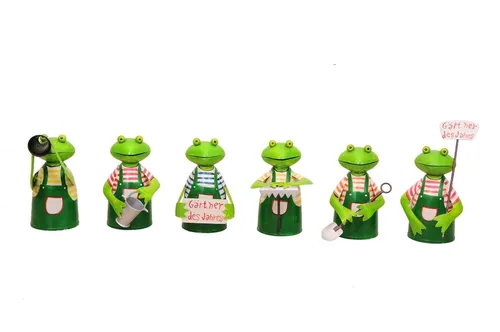 Zaunhocker Metallfigur Frosch als Gärtner im 6-er Set von Exner