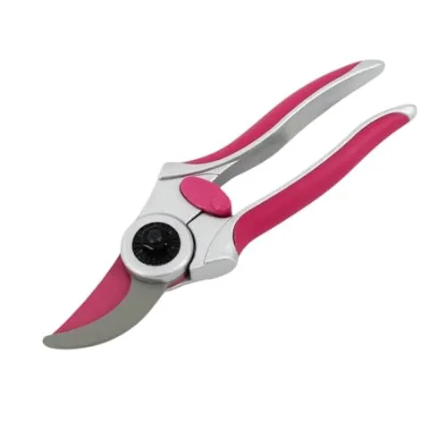 Rekord Blumenschere (Pink, 18cm) Bypass Gartenschere - handlich und leicht (140g), mit gummierten Griffen, Pflanzenschere, Ernteschere, Rosenschere, Balkonschere